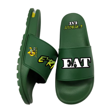 Erybody Eat Slipper Green with text