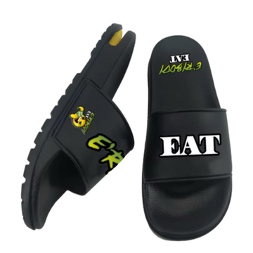 Erybody Eat slipper  black with text